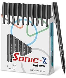 FLAIR Sonic X | Water Proof Ink For Smooth Flow System | Gel Pen (Pack of 20, Black)