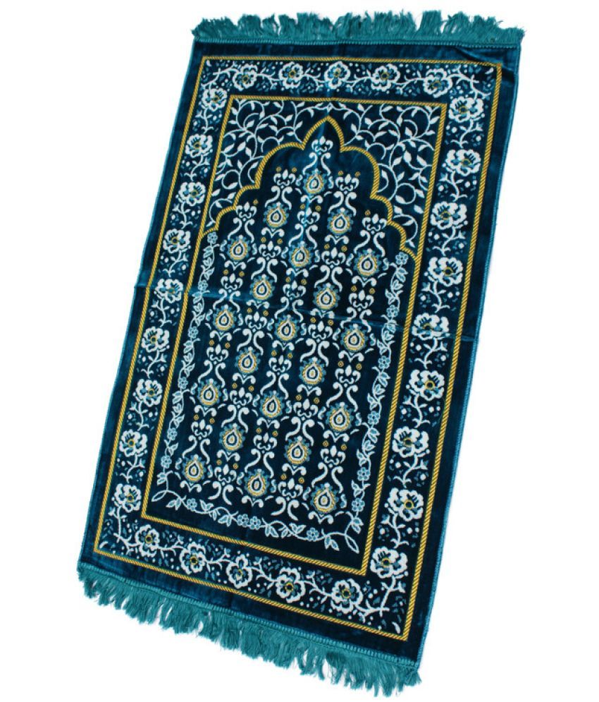     			ADIRNY Blue Single Regular Velvet Prayer Mat ( 110 X 70 cm )