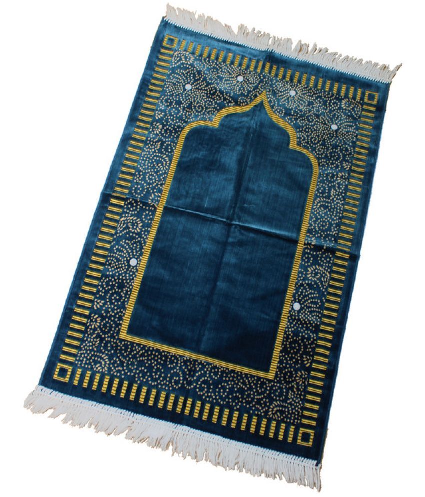     			ADIRNY Blue Single Regular Velvet Prayer Mat ( 110 X 70 cm )