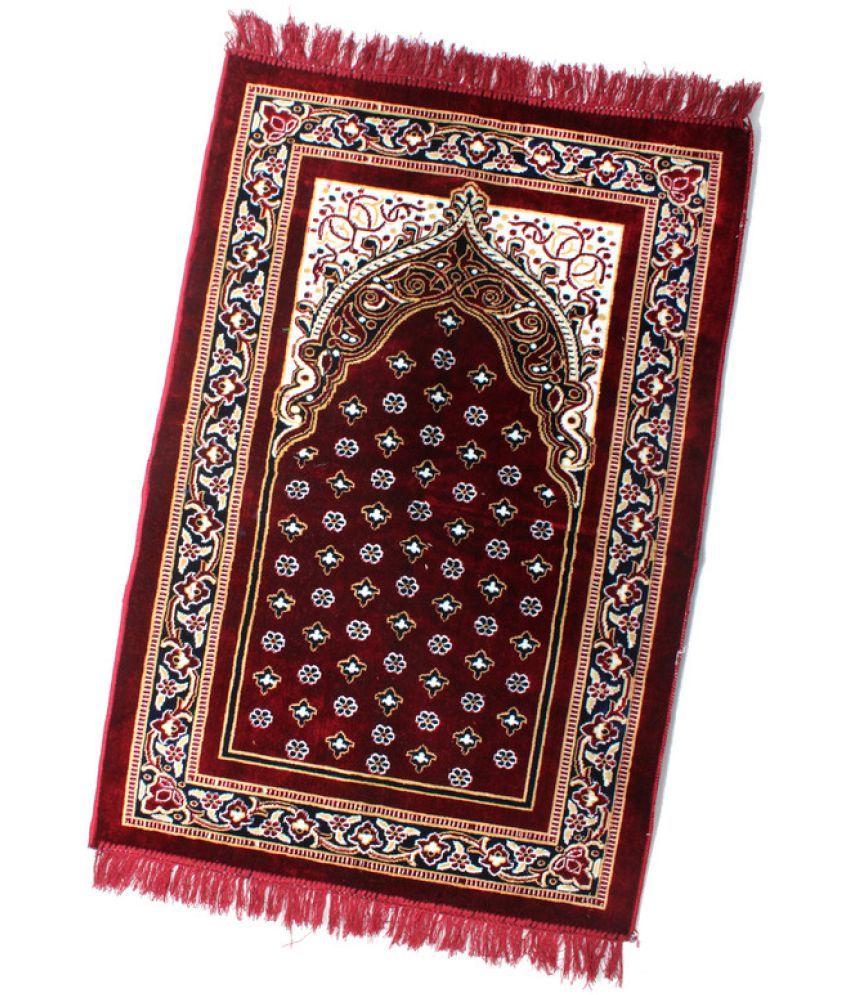     			ADIRNY Maroon Single Regular Velvet Prayer Mat ( 110 X 70 cm )