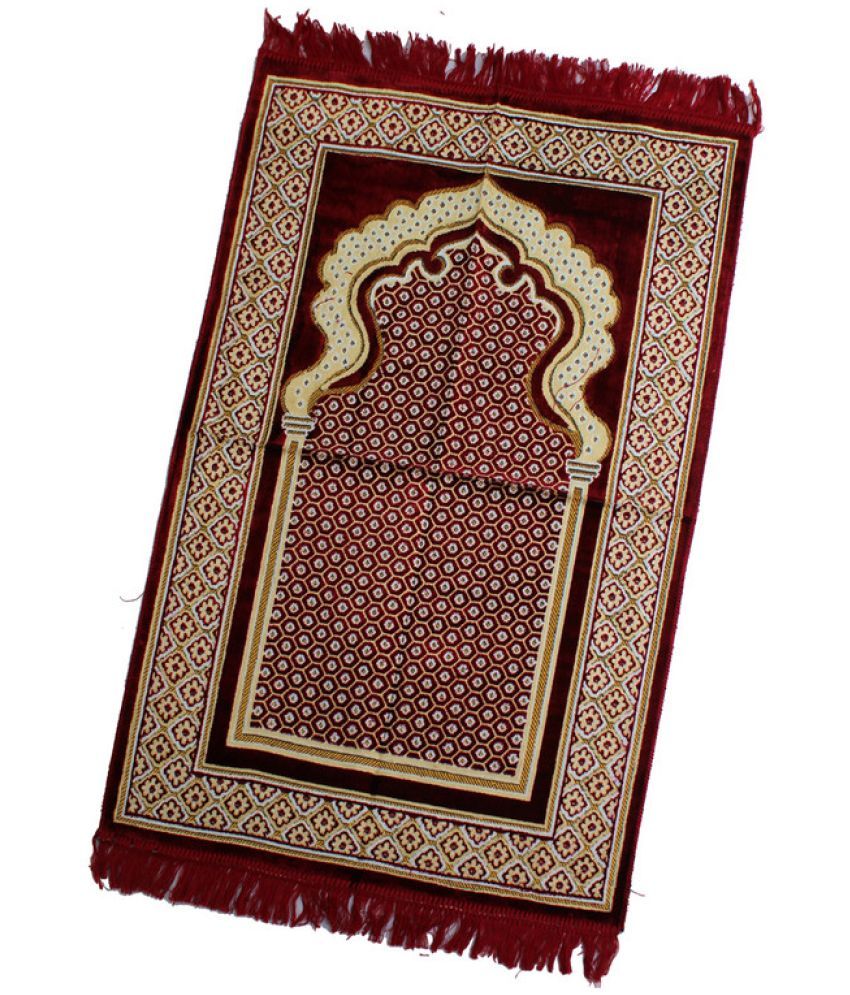     			ADIRNY Maroon Single Regular Velvet Prayer Mat ( 110 X 70 cm )