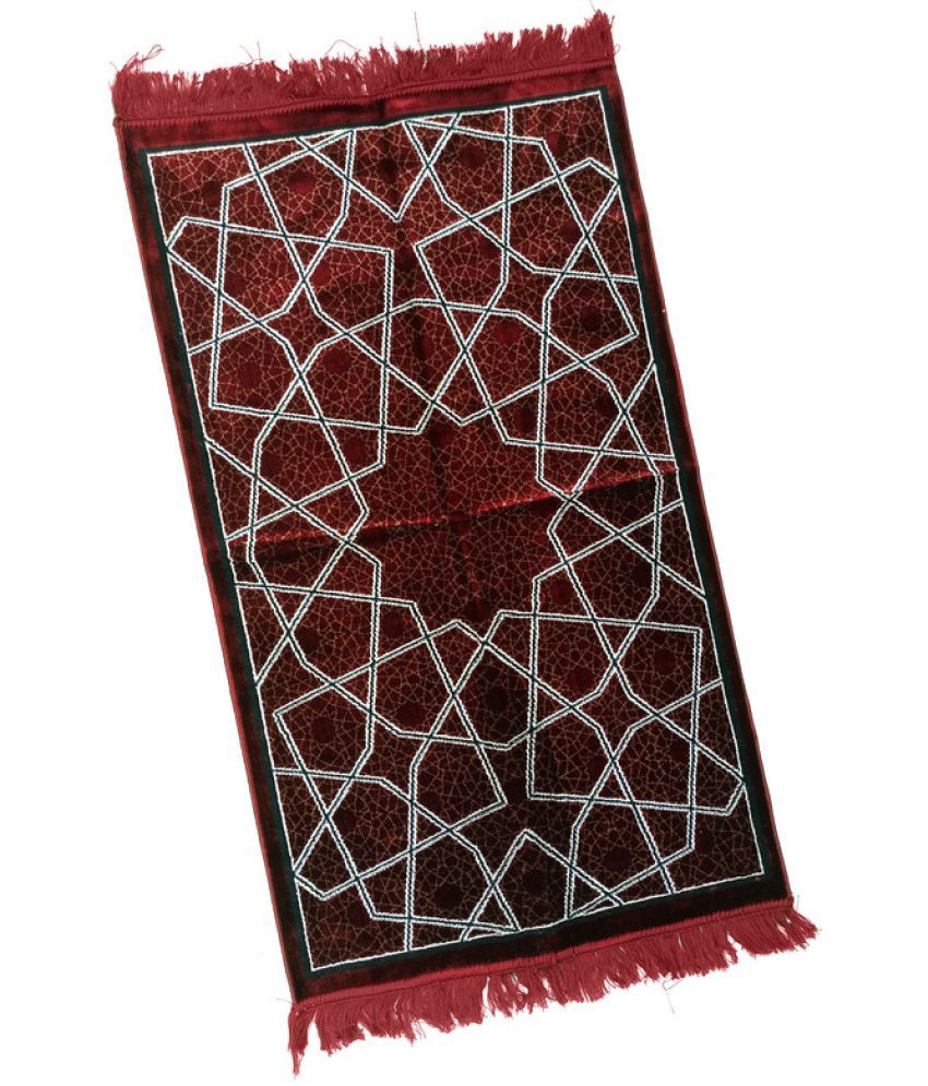     			ADIRNY Maroon Single Regular Velvet Prayer Mat ( 115 X 65 cm )