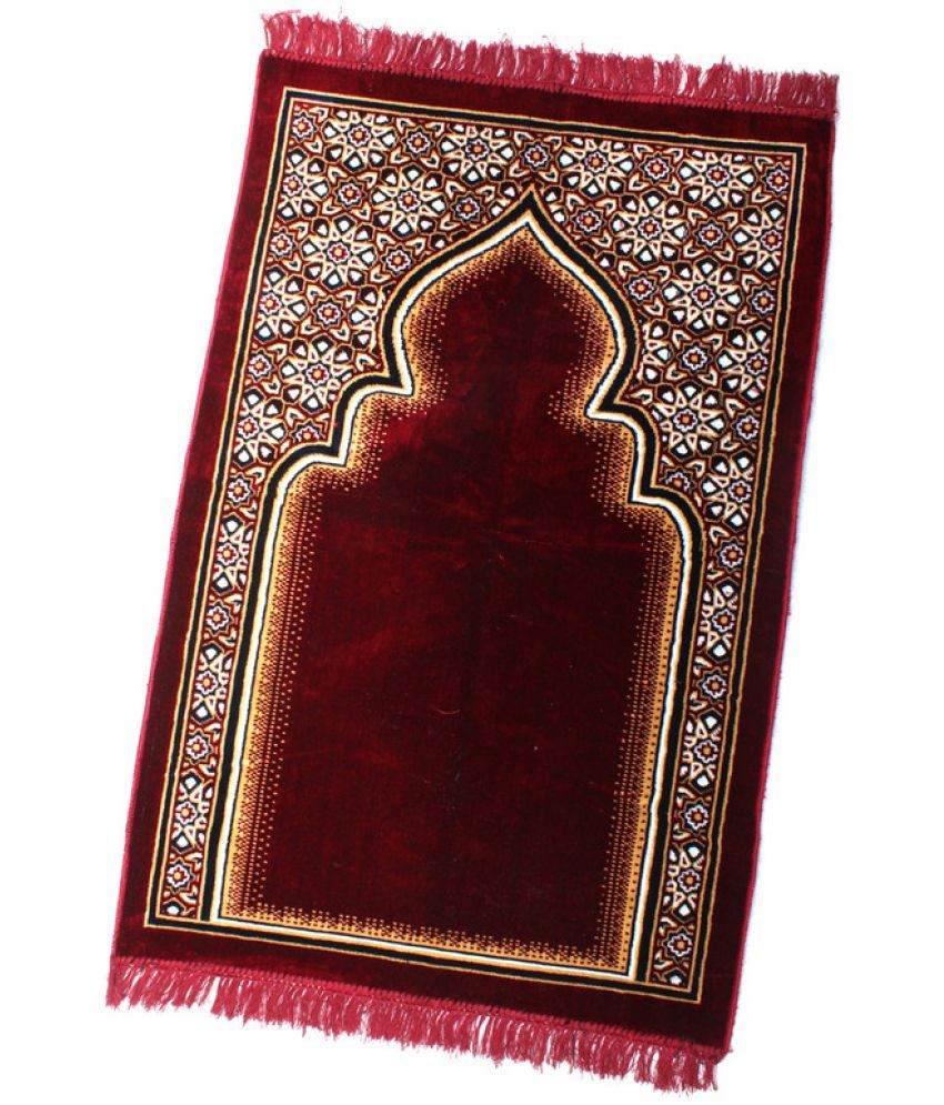     			ADIRNY Maroon Single Regular Velvet Prayer Mat ( 110 X 70 cm )