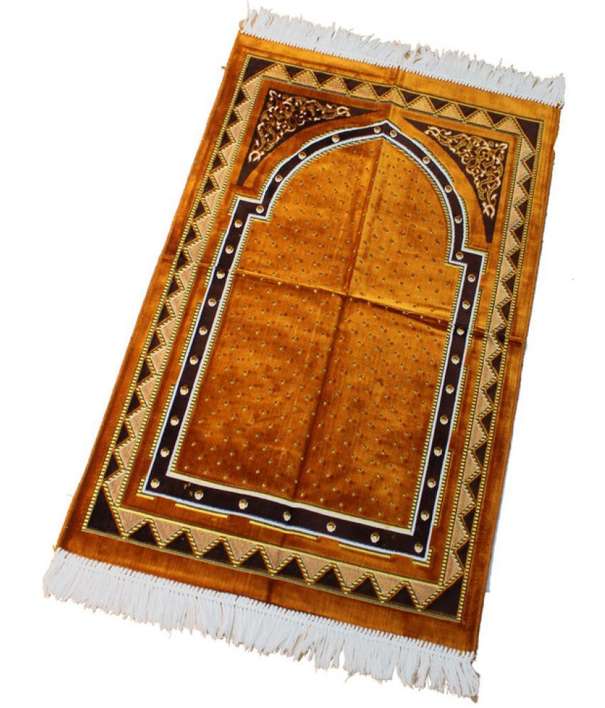     			ADIRNY Orange Single Regular Velvet Prayer Mat ( 110 X 70 cm )