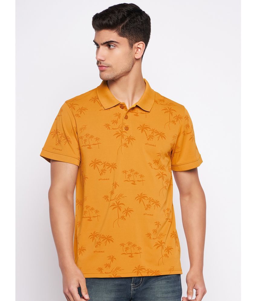     			Auxamis Cotton Blend Regular Fit Printed Half Sleeves Men's Polo T Shirt - Mustard ( Pack of 1 )