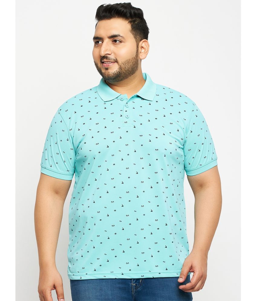     			Auxamis Cotton Blend Regular Fit Printed Half Sleeves Men's Polo T Shirt - Aqua ( Pack of 1 )
