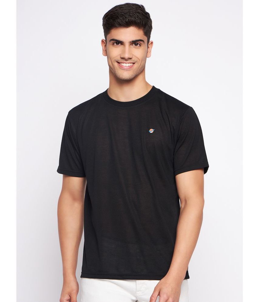     			Auxamis Cotton Blend Regular Fit Solid Half Sleeves Men's T-Shirt - Black ( Pack of 1 )
