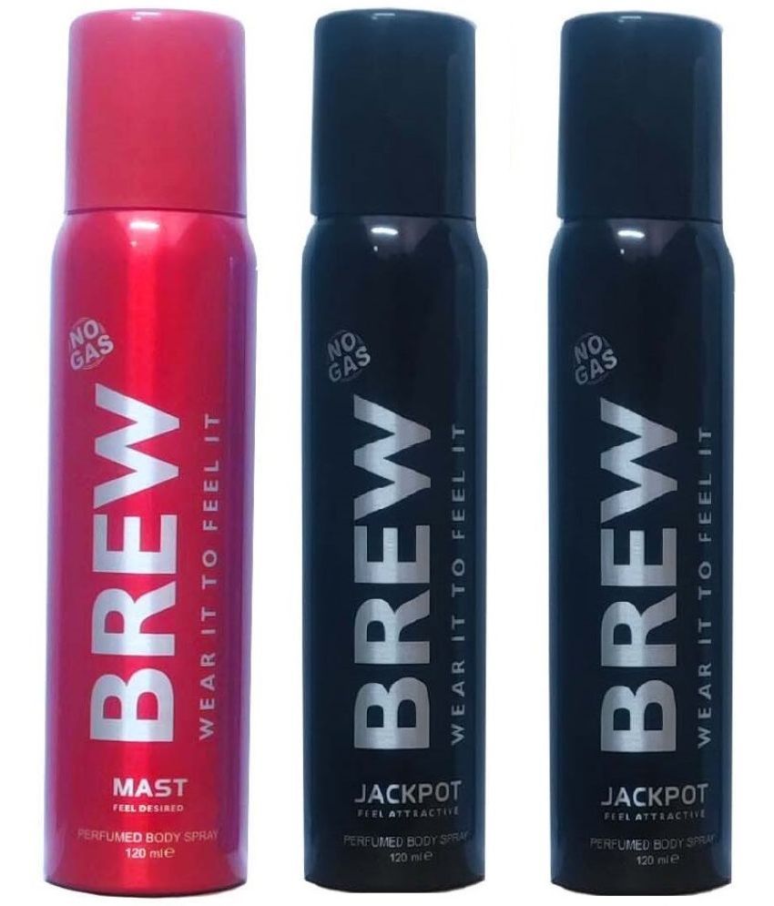     			Brew - 1JACPOT & 2 MAST DEODORANT 120ML Deodorant Spray for Men,Women 450 ml ( Pack of 3 )