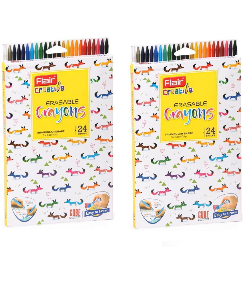     			FLAIR Creative Non- Toxic Triangular 24 Shades Erasable Crayons (Set of 2, Multicolor)