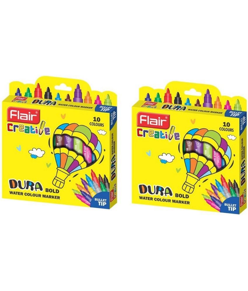     			FLAIR Creative Series Non-Toxic Dura Bold Watercolour Marker Set (Set of 20, Multicolor)