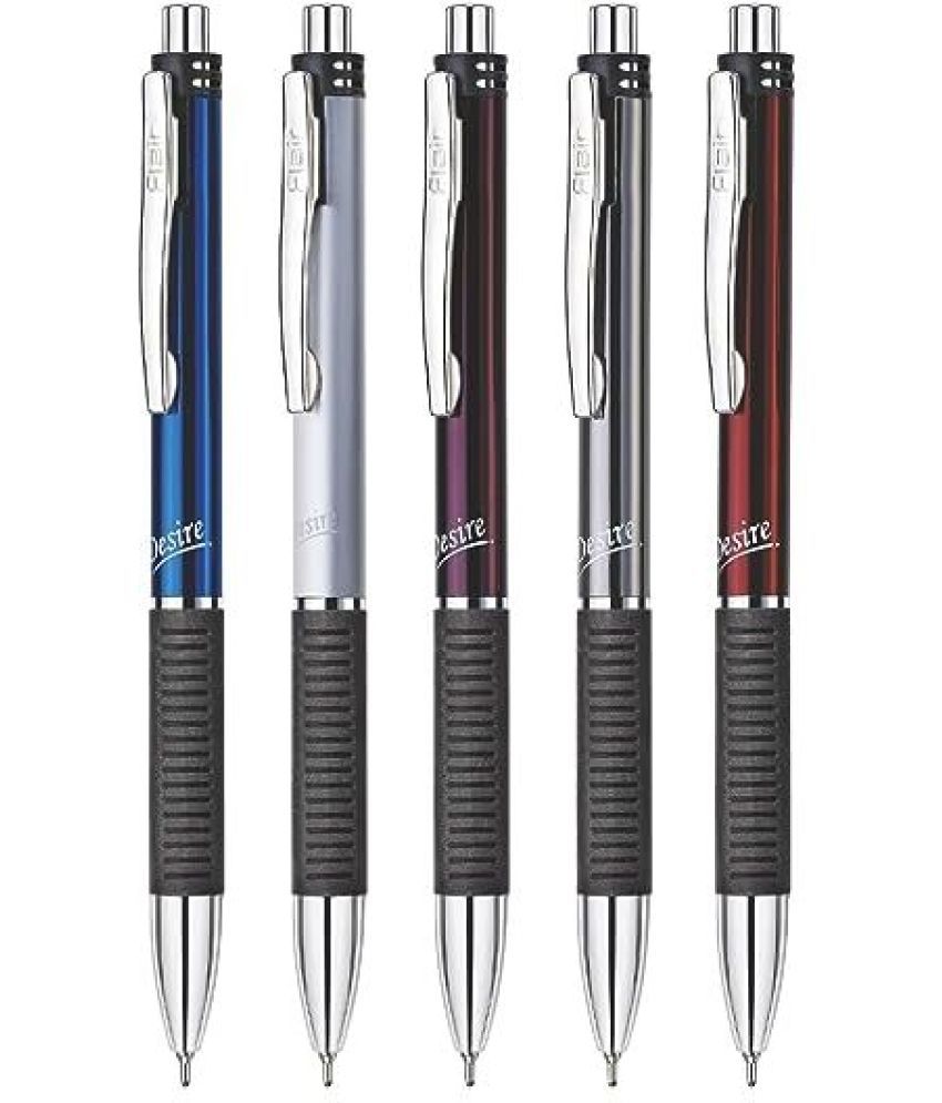     			FLAIR Desire 1 Pcs Box Pack, Retractable Mechanism With Grip For Easy Holding Ball Pen (Pack of 4, Blue)