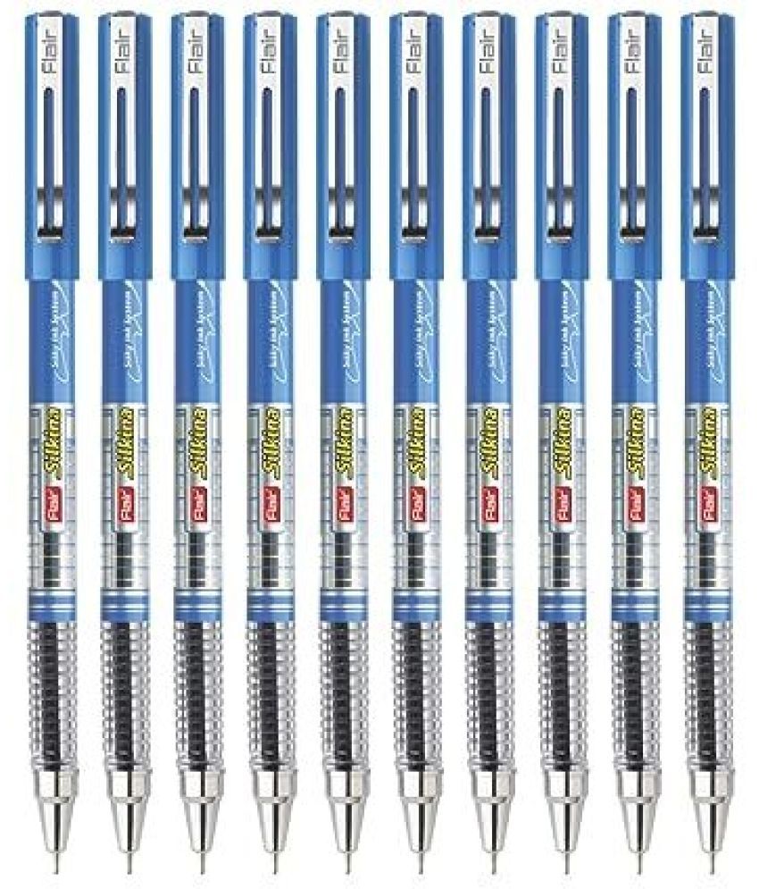     			FLAIR Silkina 0.7mm 10 Pcs Box Pack, Smooth Ink Flow System, Lightweight Body Ball Pen (Pack of 4, Blue)