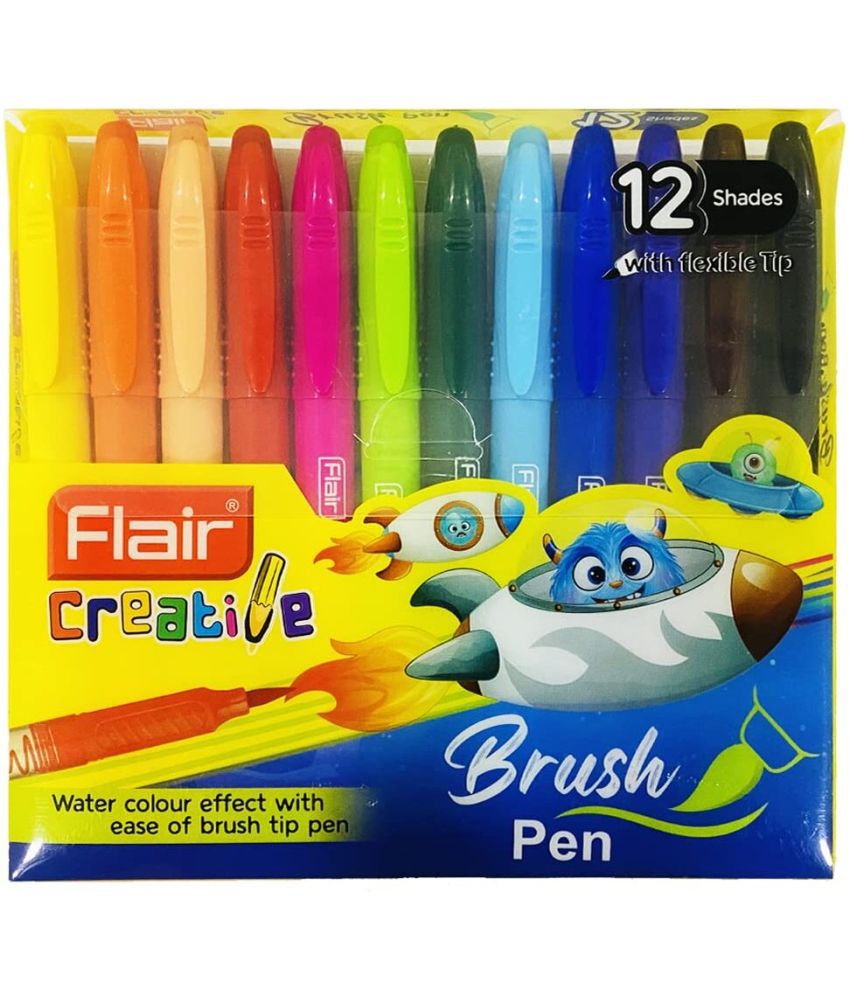     			Flair Creative Series Brush Pen | Flexible Tip With Watecolour Effect Flexible Nib Sketch Pens  with Washable Ink (Set of 24, Multicolor)