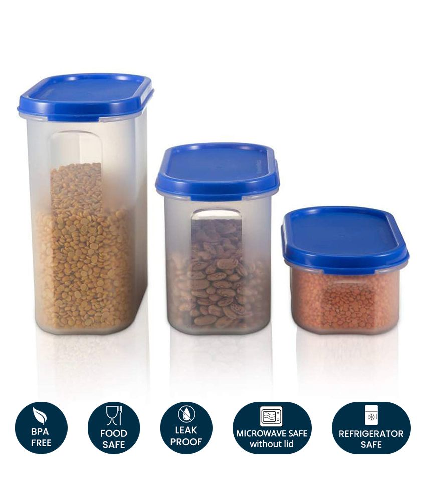     			HOMETALES - Polyproplene Navy Blue Food Container ( Set of 3 - 3000 )