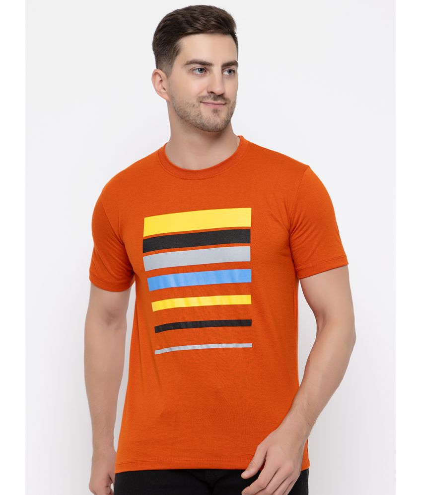     			MODERNITY Cotton Regular Fit Striped Half Sleeves Men's T-Shirt - Orange ( Pack of 1 )