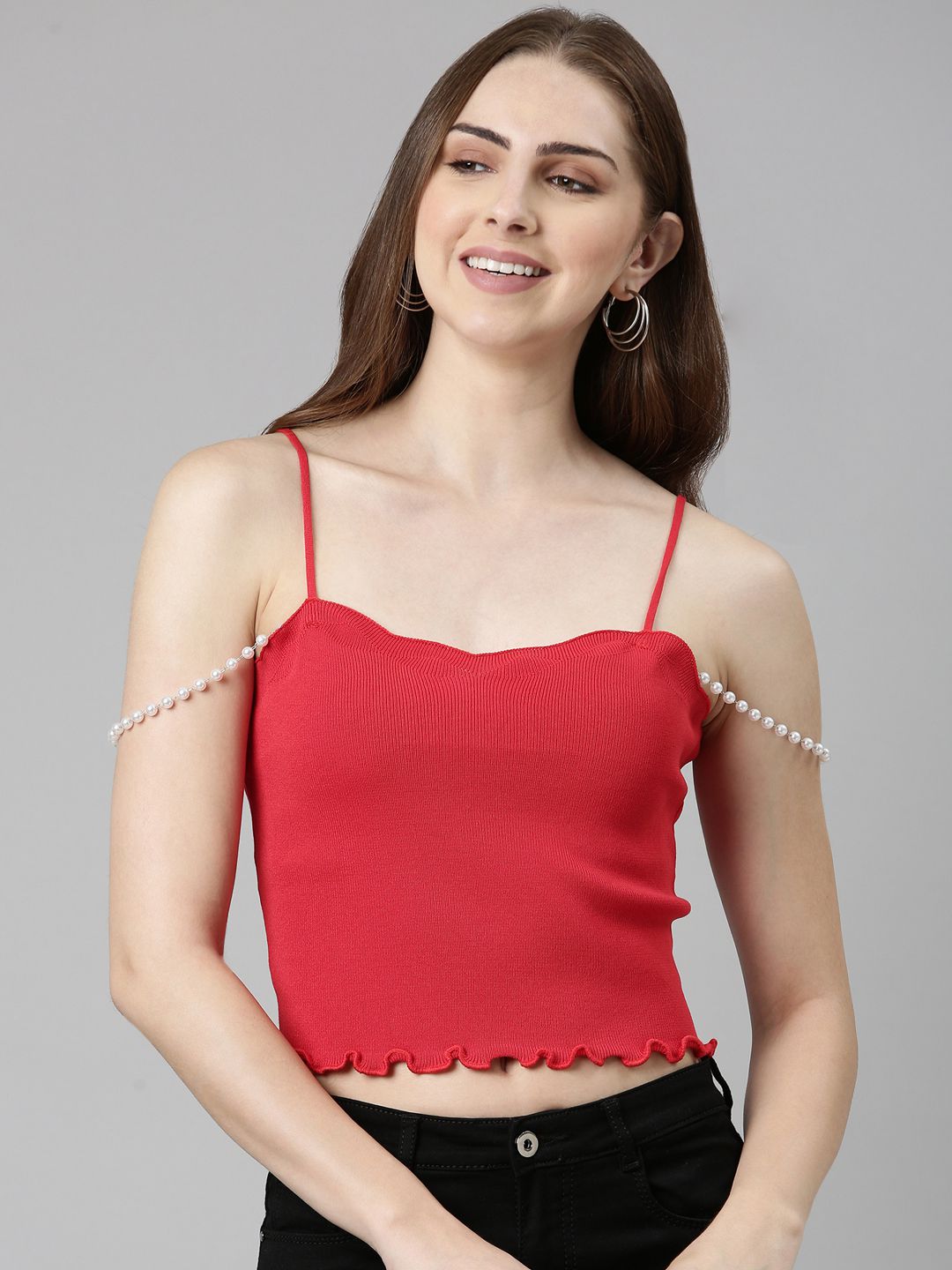     			Showoff - Red Cotton Blend Women's Tank Top ( Pack of 1 )