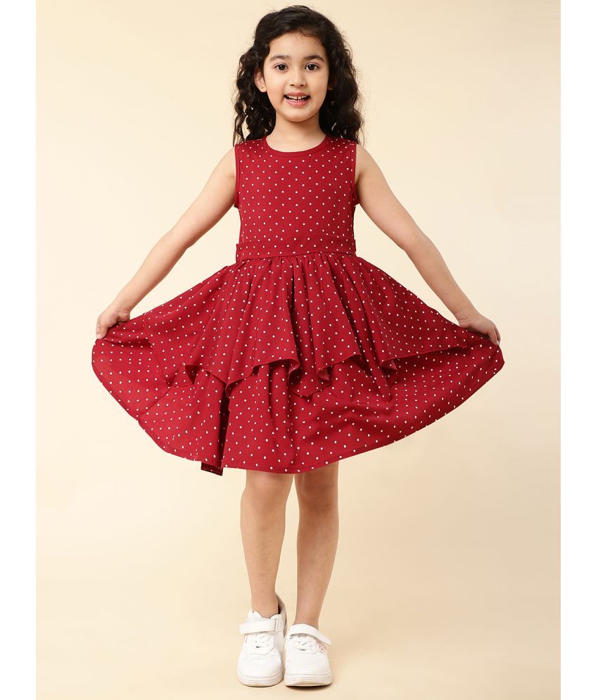     			A.T.U.N. - Maroon Polyester Girls Frock ( Pack of 1 )