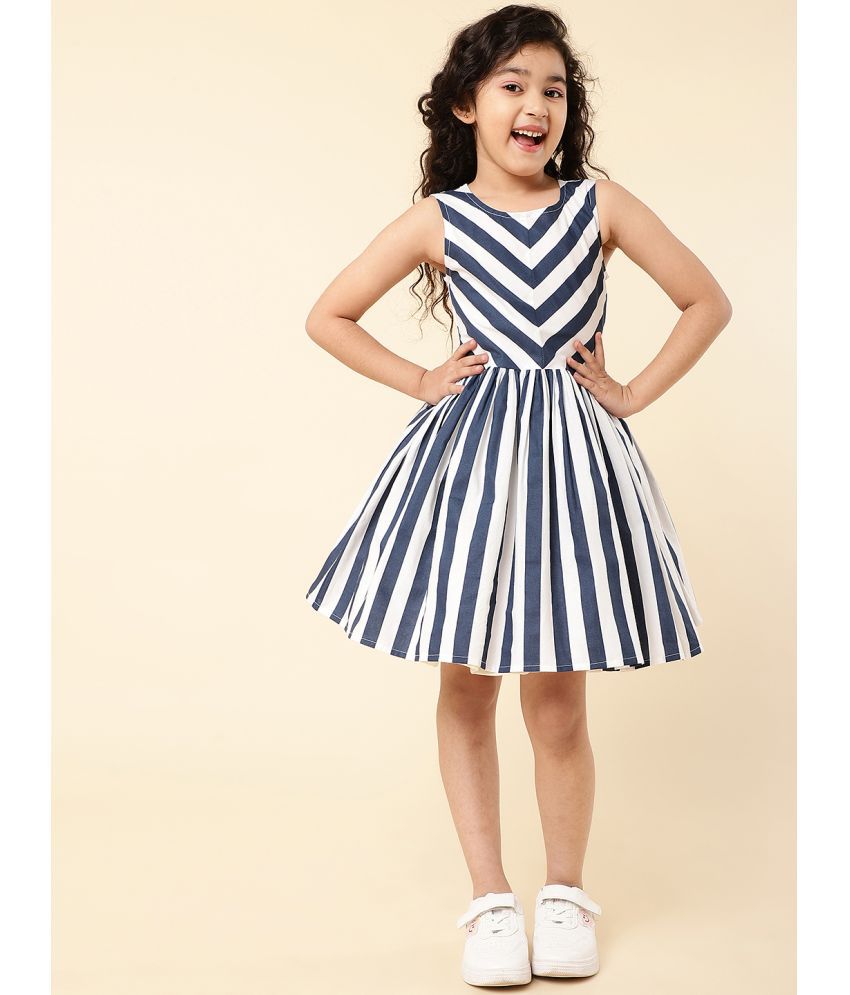     			A.T.U.N. - Navy Cotton Girls Fit And Flare Dress ( Pack of 1 )