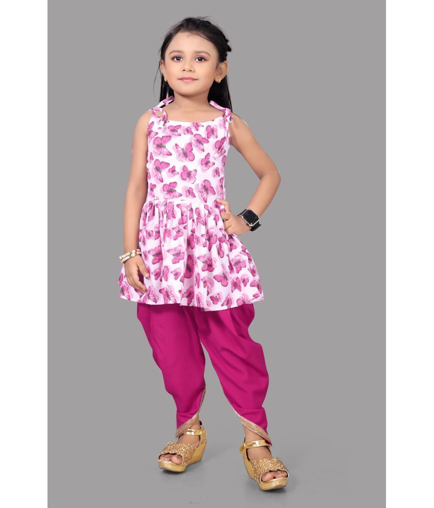     			Aarya Creation Girls Crepe Suit Sets ( Pack of 1 , Pink )