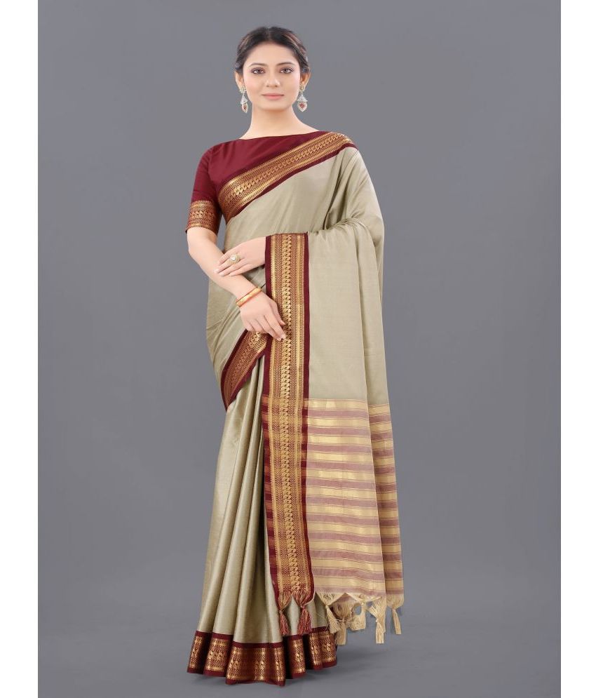    			Aika Cotton Silk Solid Saree With Blouse Piece - Beige ( Pack of 1 )