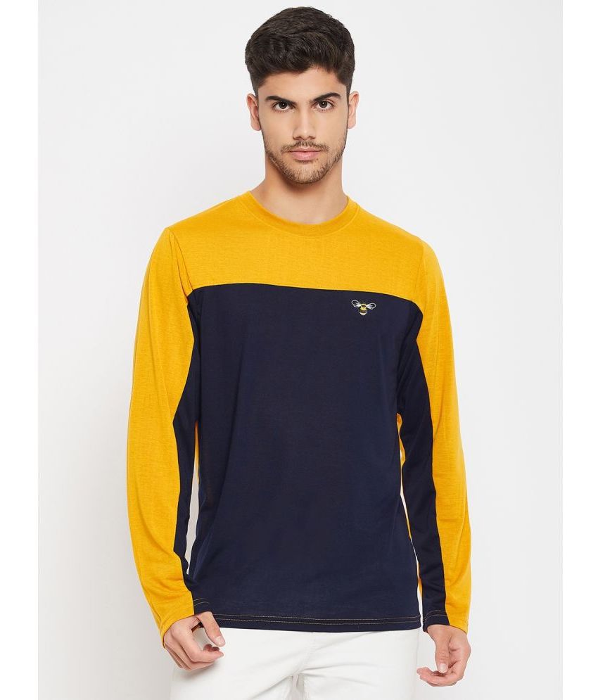     			Auxamis Cotton Blend Regular Fit Colorblock Full Sleeves Men's T-Shirt - Mustard ( Pack of 1 )
