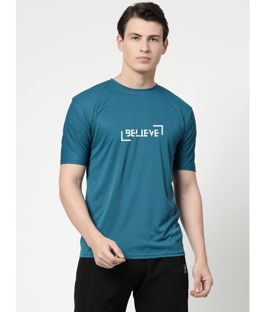     			DAFABFIT Polyester Regular Fit Printed Half Sleeves Men's T-Shirt - Teal Blue ( Pack of 1 )
