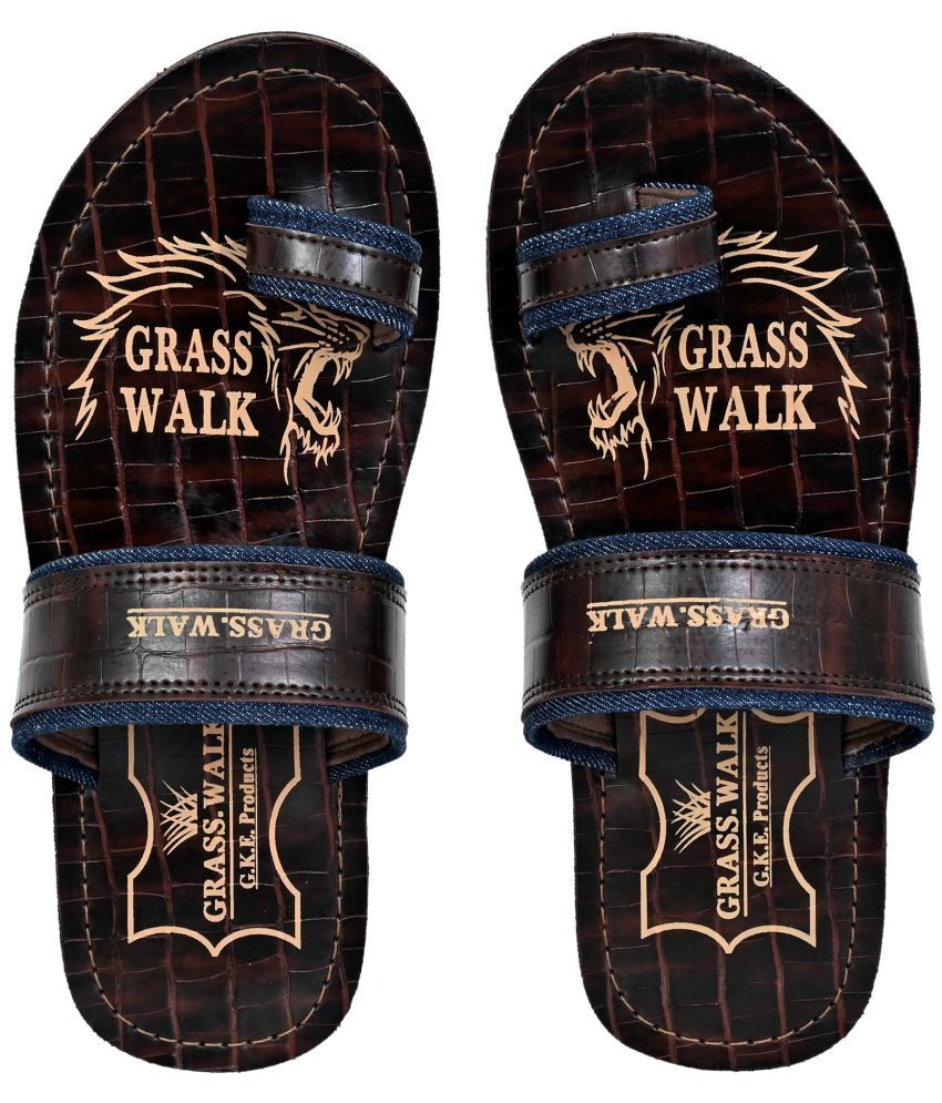     			GRASS WALK - Brown Men's Thong Flip Flop