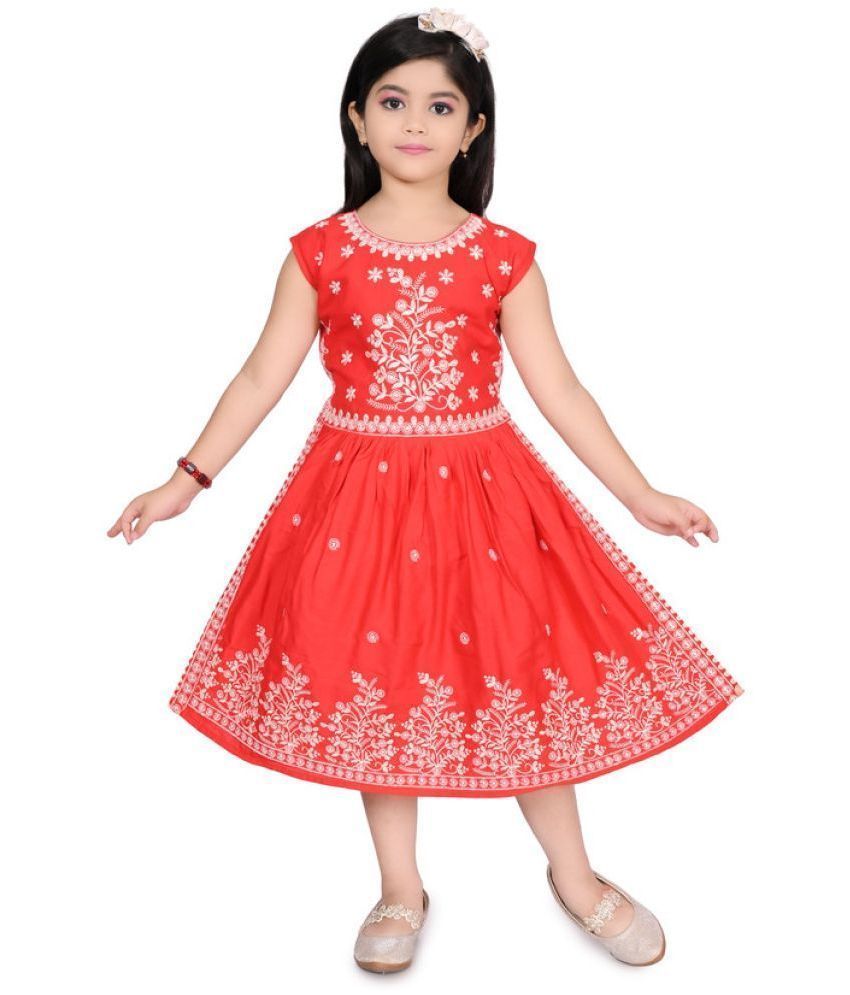     			M. MONGELA DRESSES - Red Cotton Blend Girls Frock ( Pack of 1 )