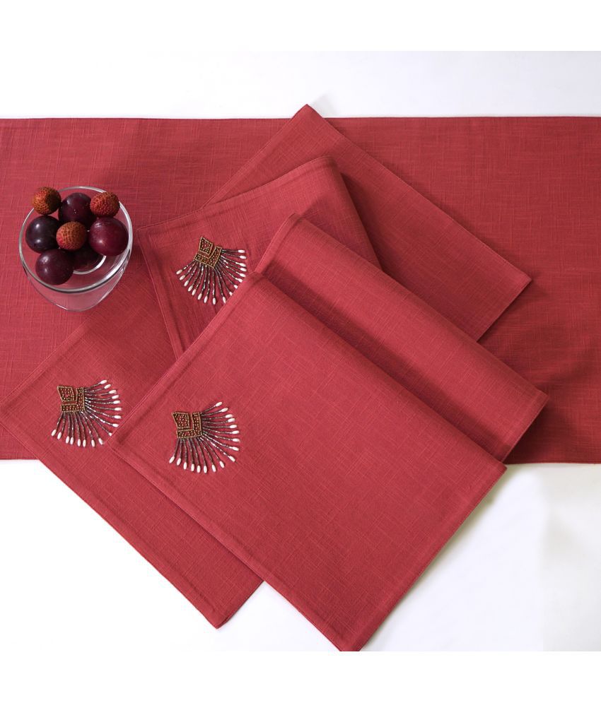    			ODE & CLEO Kitchen Linen Set of 6 Cotton Dining Table Mat's - Brown