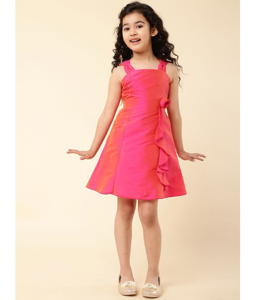     			A.T.U.N. Hot Pink Polyester Girls A-line Dress ( Pack of 1 )