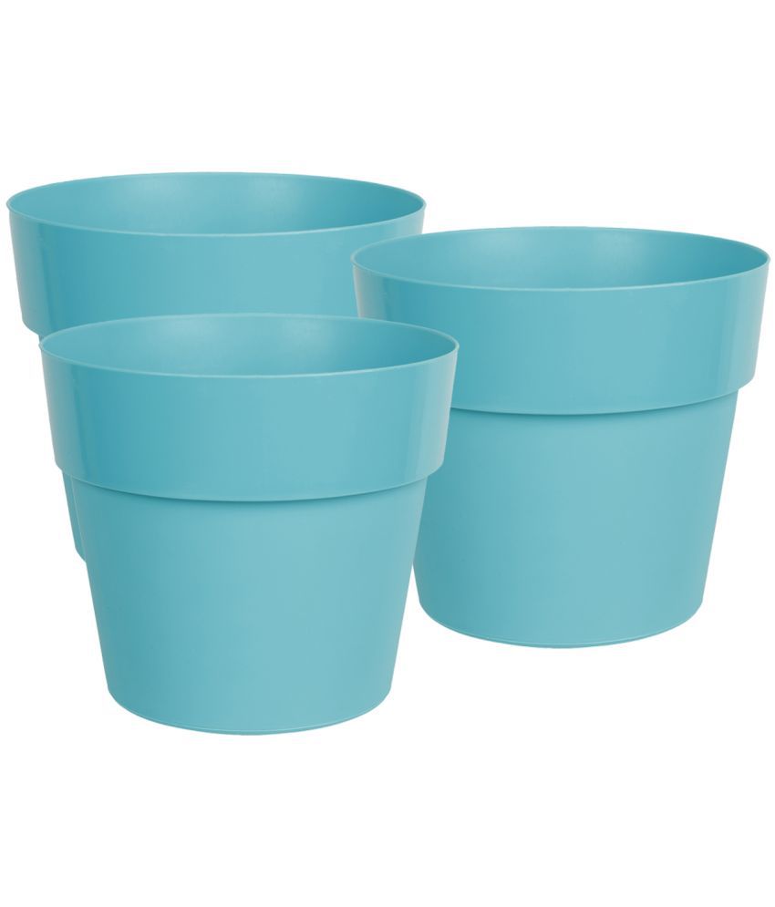     			HOMETALES Green Color Plastic Pots & Planters for Gardening, Indoor & Outdoor ( Pack of 3 ) - 14cm (Length)