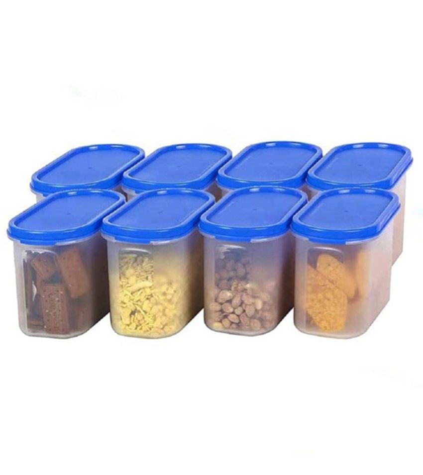    			HOMETALES - Grocery/Food/Pasta Plastic Navy Blue Dal Container ( Set of 8 )