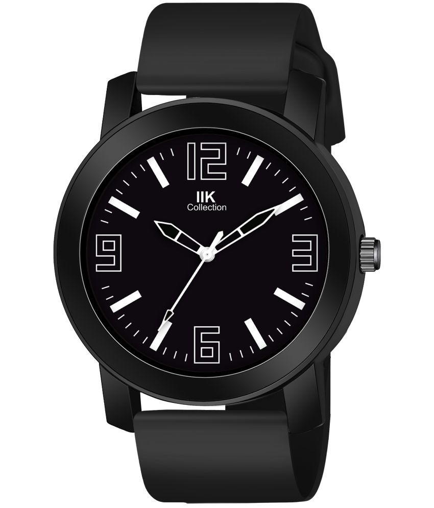     			IIK COLLECTION - Black Silicon Analog Men's Watch