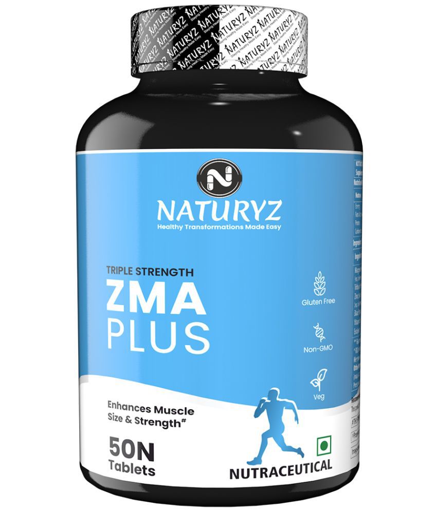     			NATURYZ Triple Strength ZMA Plus Zinc supplement with Magnesium, Tribulus, Vitamin B6, 50 Tablets