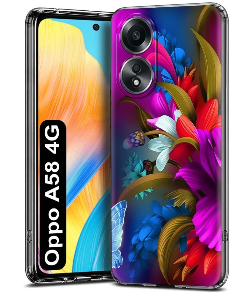     			NBOX - Multicolor Printed Back Cover Silicon Compatible For Oppo A58 4G ( Pack of 1 )