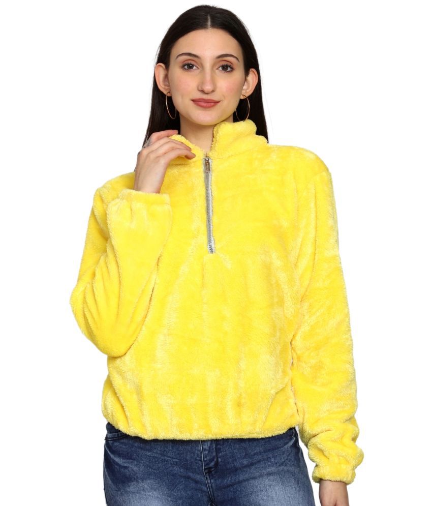     			PPTHEFASHIONHUB Faux Fur Women's Non Hooded Sweatshirt ( Yellow )