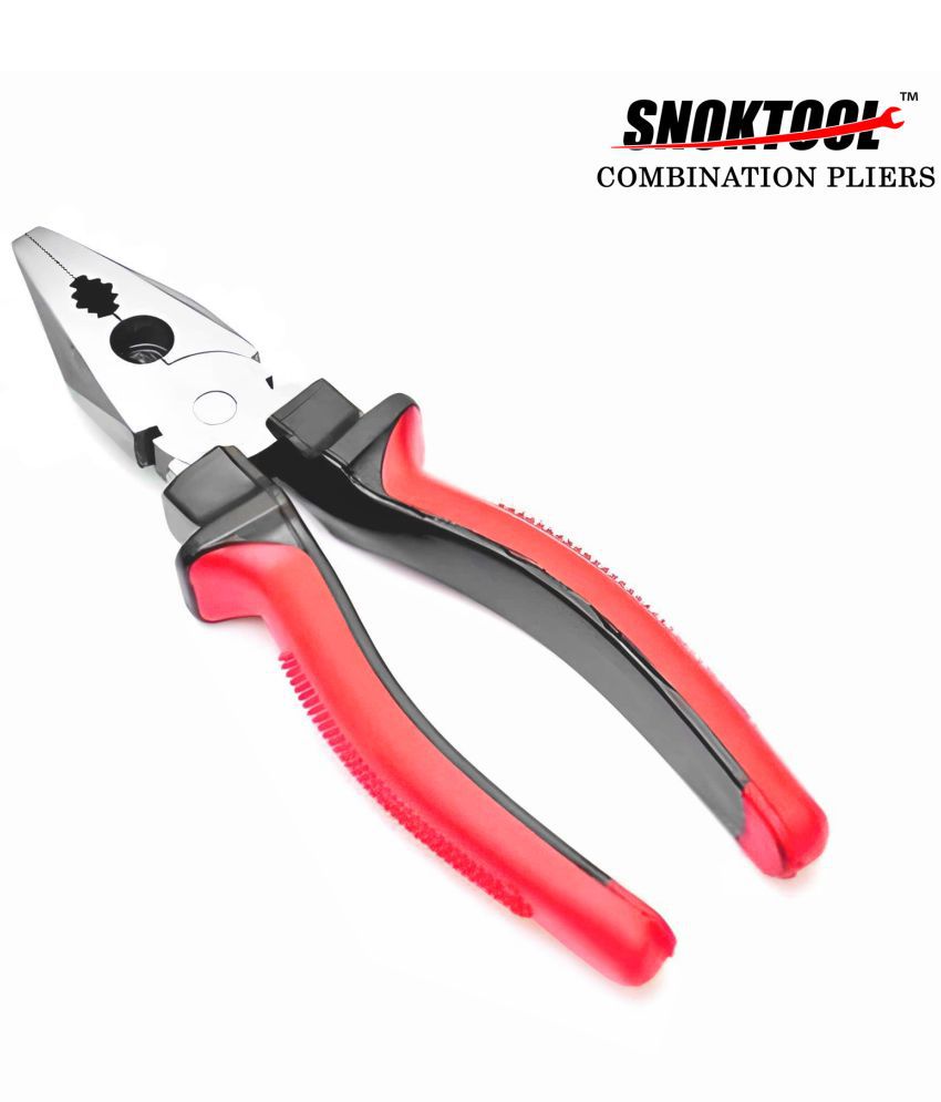     			SnokTool 8 inch Combination Pliers With Attractive Red & Black Dual Colour Insulation & Heat-Treated Hardened Cutting Blade