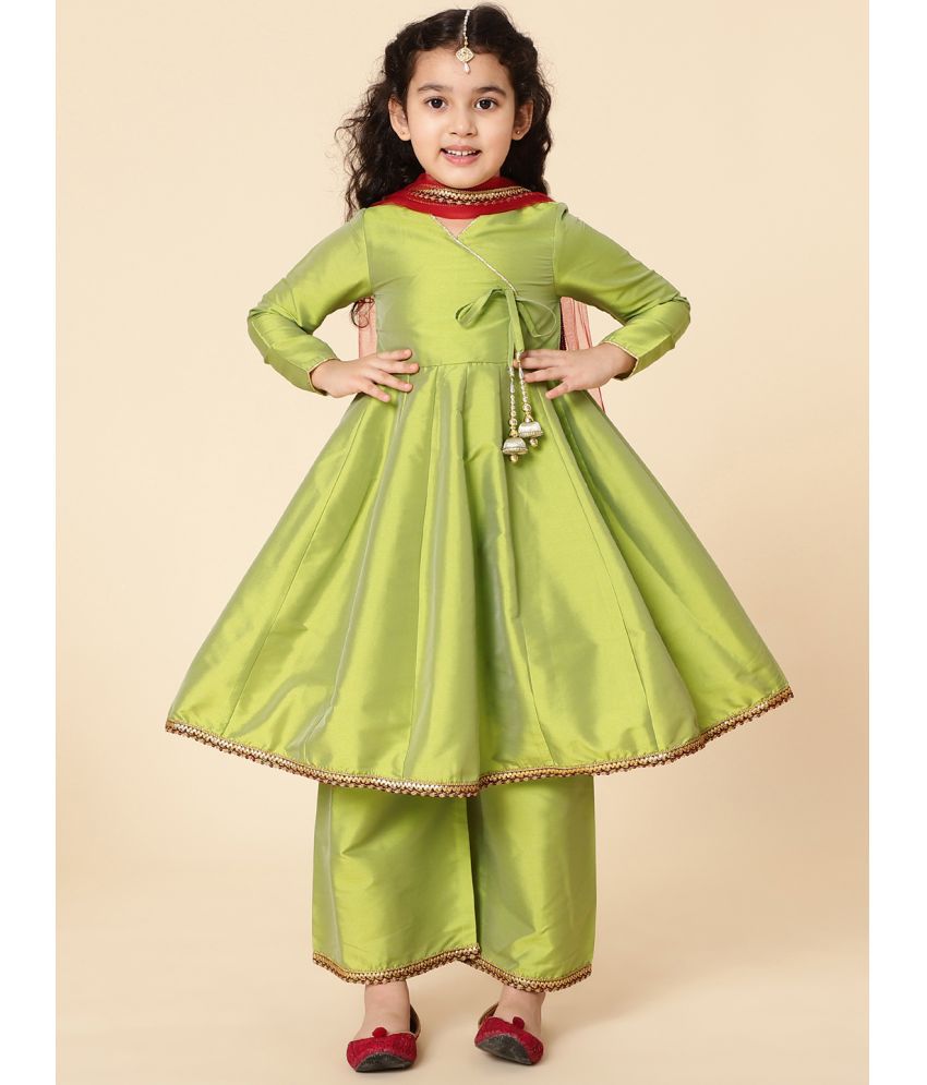     			A.T.U.N. Green Polyester Girls Kurta and Trousers Set ( Pack of 1 )