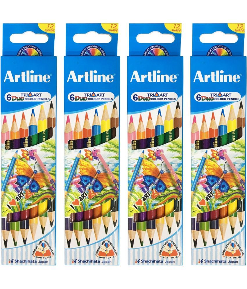     			Artline 6 Duo-Tri Art Triangular Shaped Color Pencils (Set of 4, Multicolor)