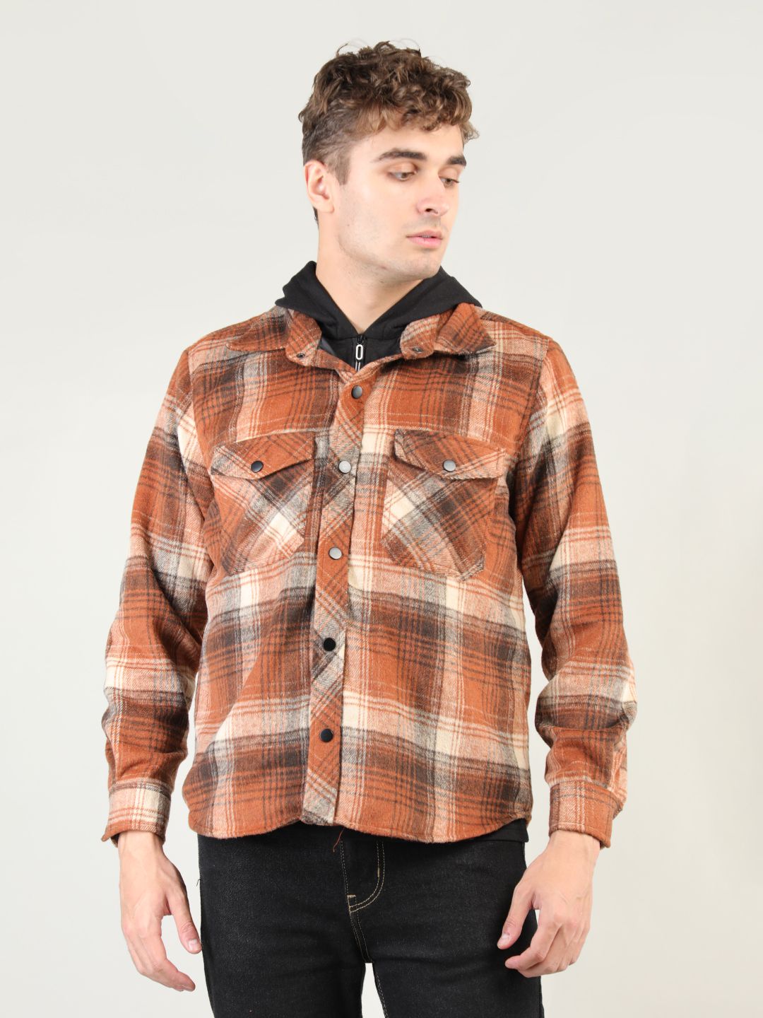     			Chkokko Polyester Blend Men's Casual Jacket - Rust ( Pack of 1 )