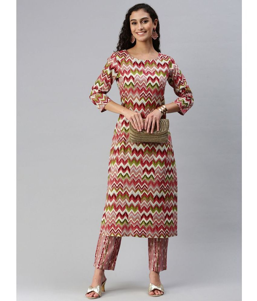     			Hritika Rayon Printed Kurti With Pants Women's Stitched Salwar Suit - Multicoloured ( Pack of 1 )