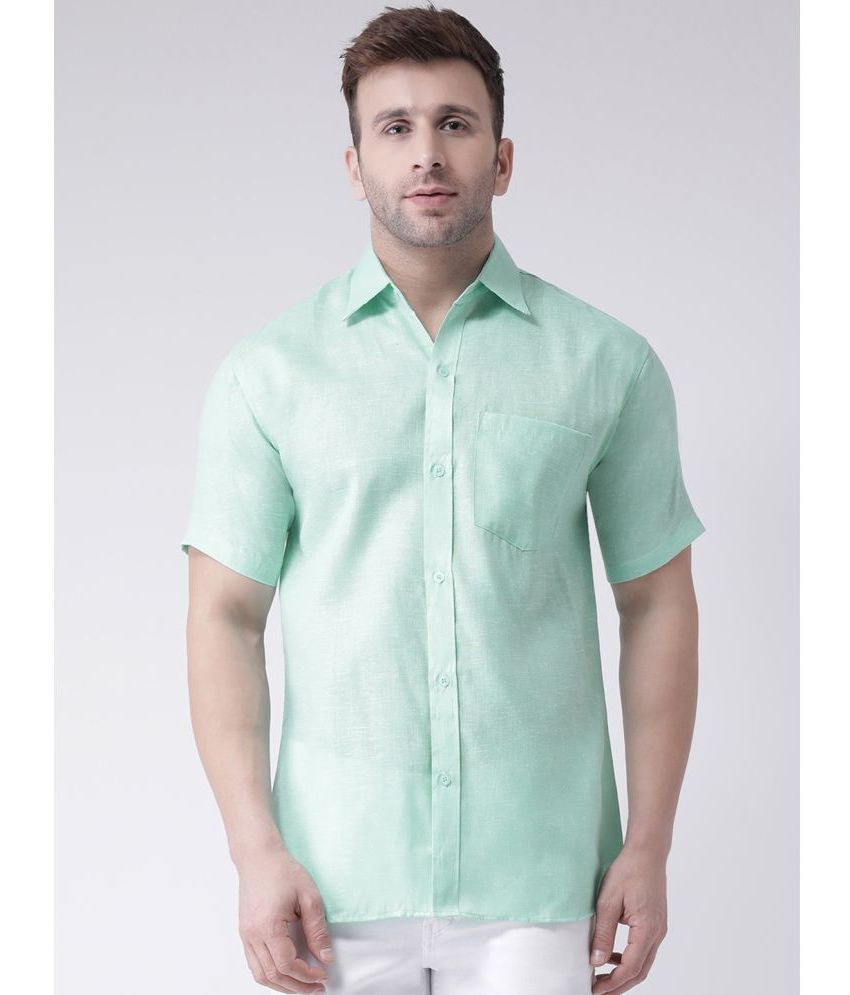     			KLOSET By RIAG 100% Cotton Regular Fit Self Design Half Sleeves Men's Casual Shirt - Green ( Pack of 1 )