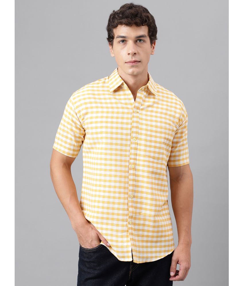     			KLOSET By RIAG 100% Cotton Regular Fit Checks Half Sleeves Men's Casual Shirt - Yellow ( Pack of 1 )