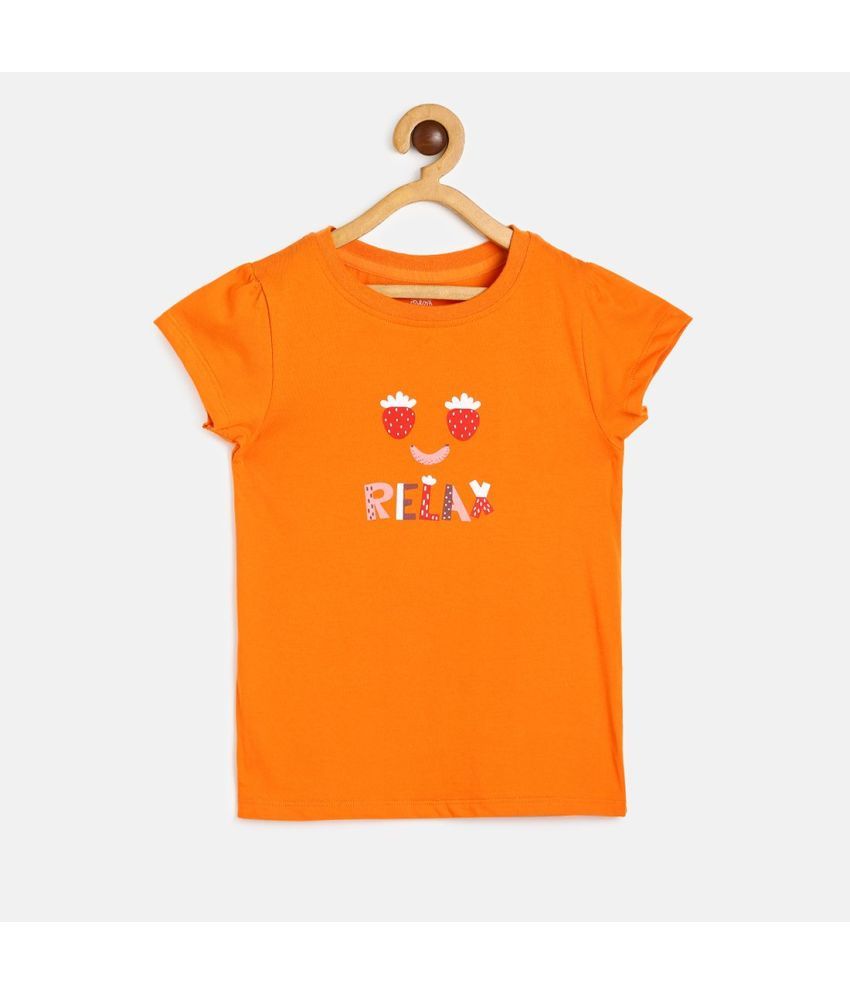     			MINI KLUB Orange 100% Cotton Girls Top ( Pack of 1 )