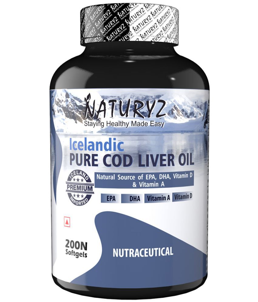     			NATURYZ Icelandic COD Liver Fish Oil Capsules with Natural Omega 3 & Vitamins (A & D), 200 softgels