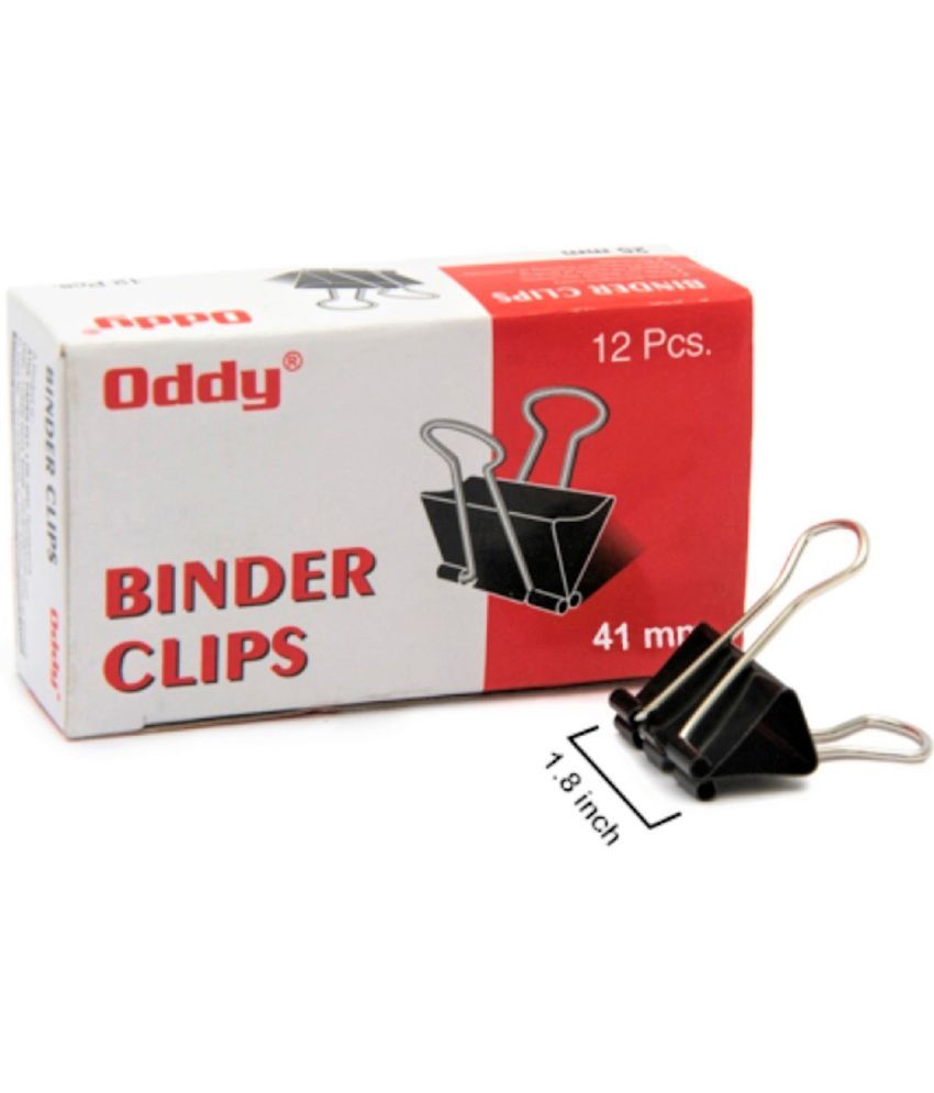     			Oddy Corrosion-resistant steel 41 mm Black Binder Clip (Pack of 12 pcs) 41 MM Nickel plated Binder Clip Paper Clip Clamp (Set of 12, Black)