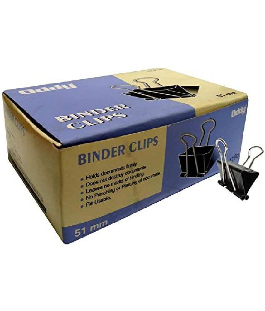     			Oddy clip 51mm METAL paper binder (Set of 12, Black)
