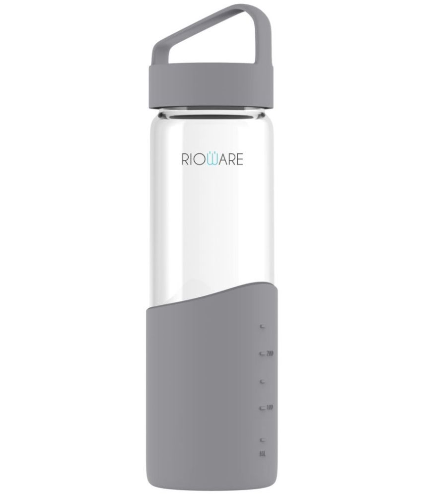     			Rioware Hydraboost Borosilicate Glass Water Bottle Grey Water Bottle 550 mL ( Set of 1 )