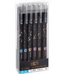 2609 FF-FLIPCLIPS - 6 PC BLACK Ink Erasable Gel Pen Set with attached Magic Wipe Eraser( PACK OF 6Pcs)