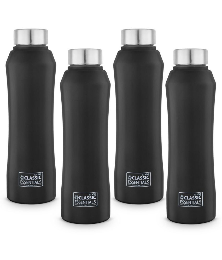     			Classic Essentials McKinley Color Water Bottle For Fridge, 1000ml Black Fridge Water Bottle 1000 mL ( Set of 4 )